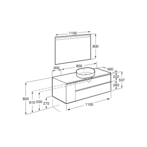 The Gap Pack Pour Vasque À Poser À Droite 1100Mm Blanc Mat/Poignées Noires - ROCA A851535509 