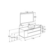 The Gap Pack Pour Vasque À Poser À Droite 1100Mm Gris Moyen Mat/Poignées Noires - ROCA A851535547 