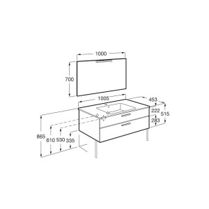 Victoria pack 2 tiroirs 1000mm gris anthracite - ROCA A851605153 