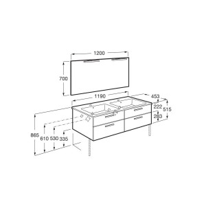 Victoria pack 2 tiroirs 1200mm gris galet brillant - ROCA A851606516 