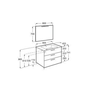 Victoria pack 3 tiroirs 800mm noyer - ROCA A851608517 
