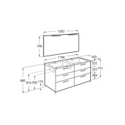 Victoria pack 3 tiroirs 1200mm noyer - ROCA A851609517 