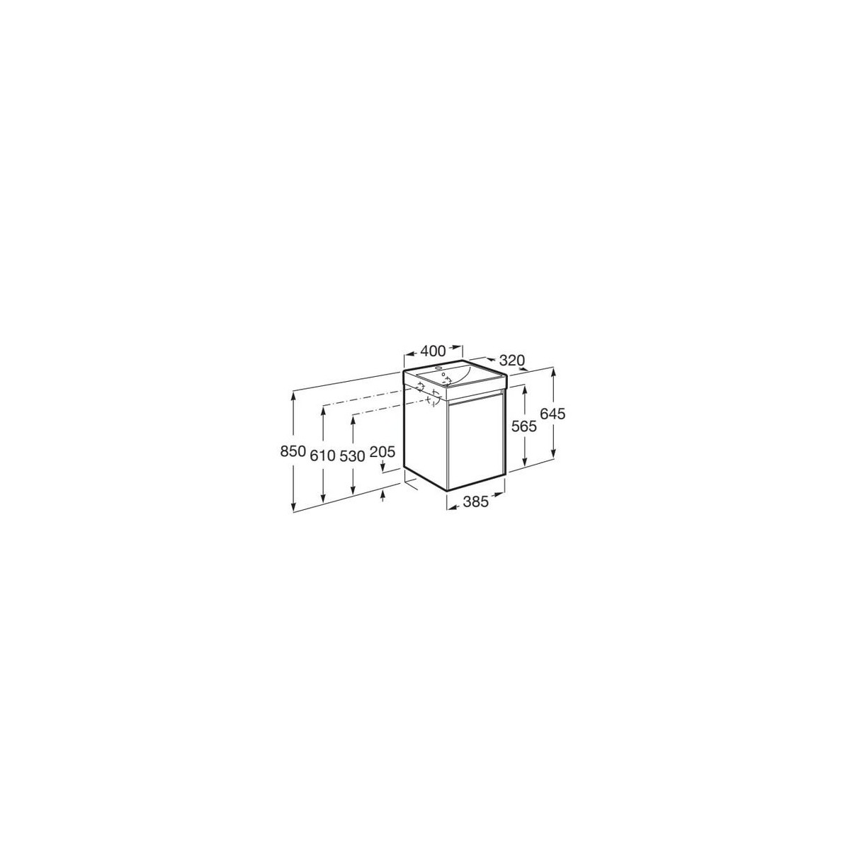 Meuble lave mains Ona Unik 1 Porte 40cm Vert Mat - Roca A851677513 