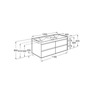 Ona Unik 4 Tiroirs 1200Mm Orme Foncé-Roca A851694511 