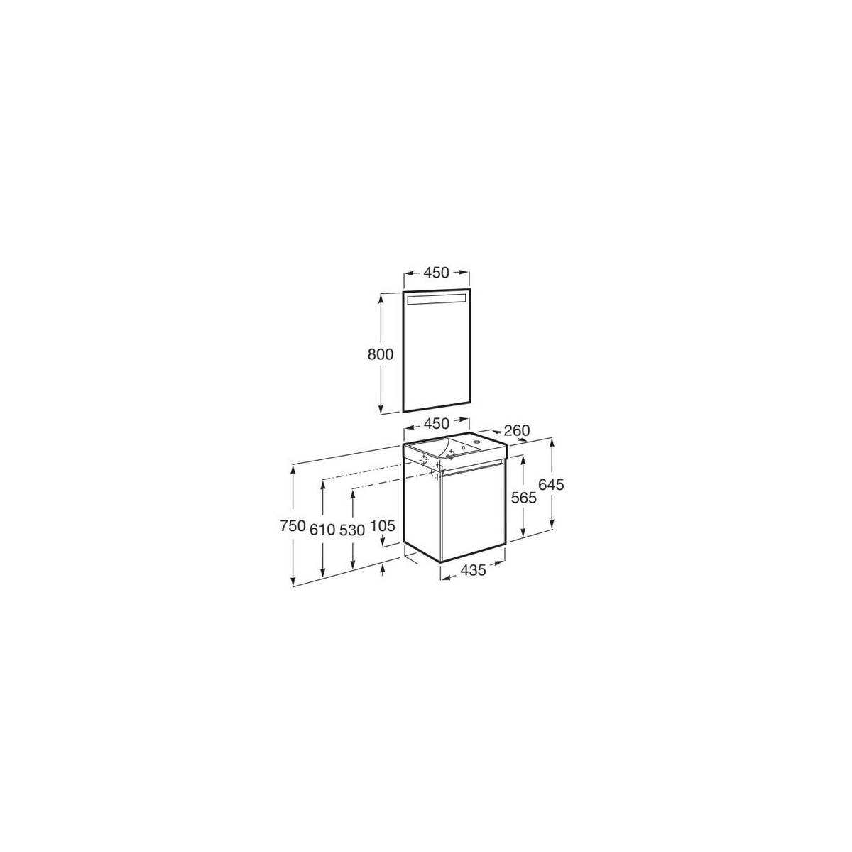 Ensemble Meuble lave-mains Ona 1 Porte 45cm Vert Mat - Roca A851696513 