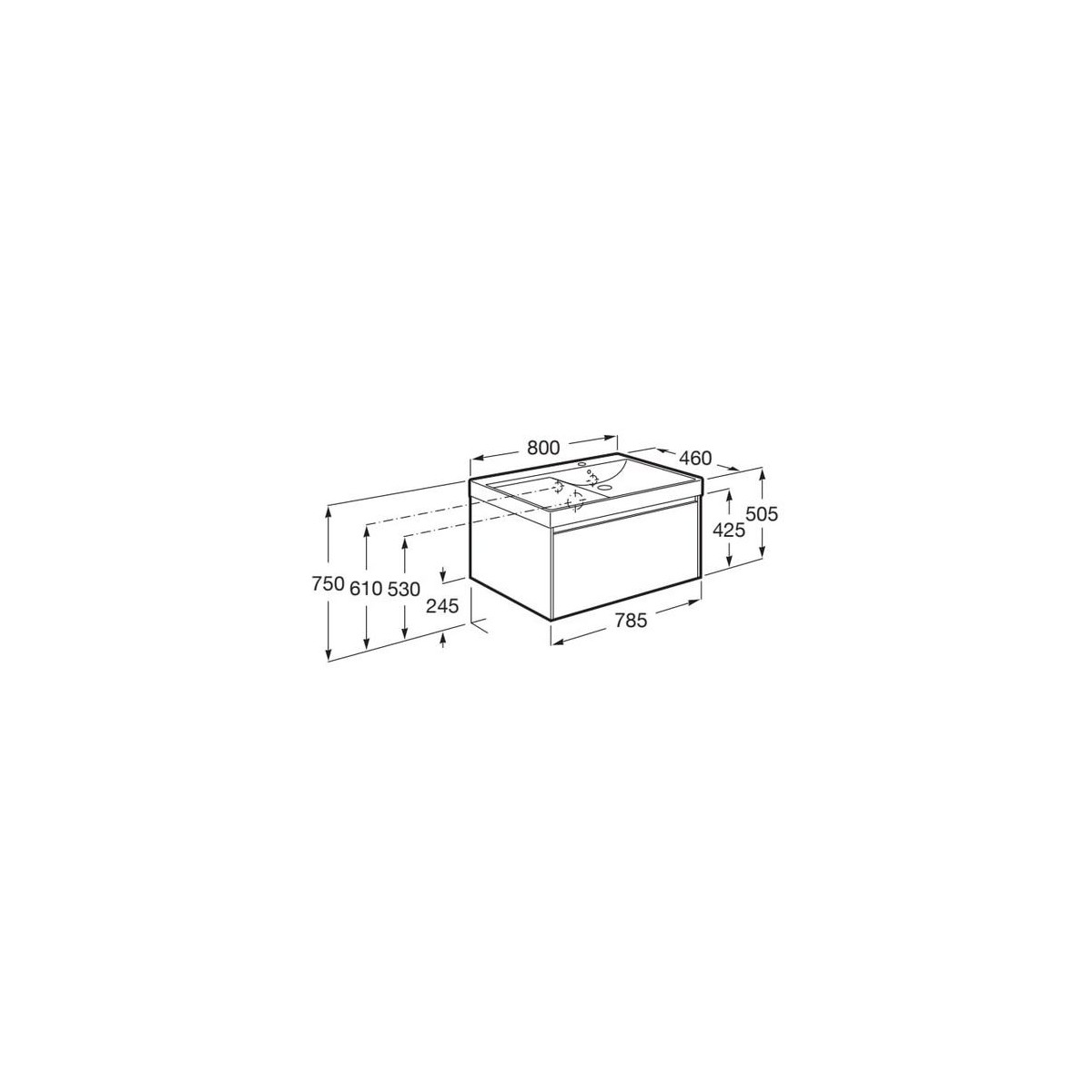 Ona Unik 1 Tiroir 800Mm Droite Orme Foncé-Roca A851719511 