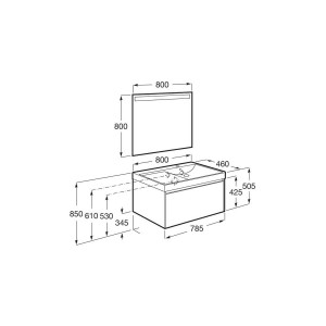 Ona Pack 1 Tiroir 800Mm Lavabo Droite Orme Foncé-Roca A851721511 