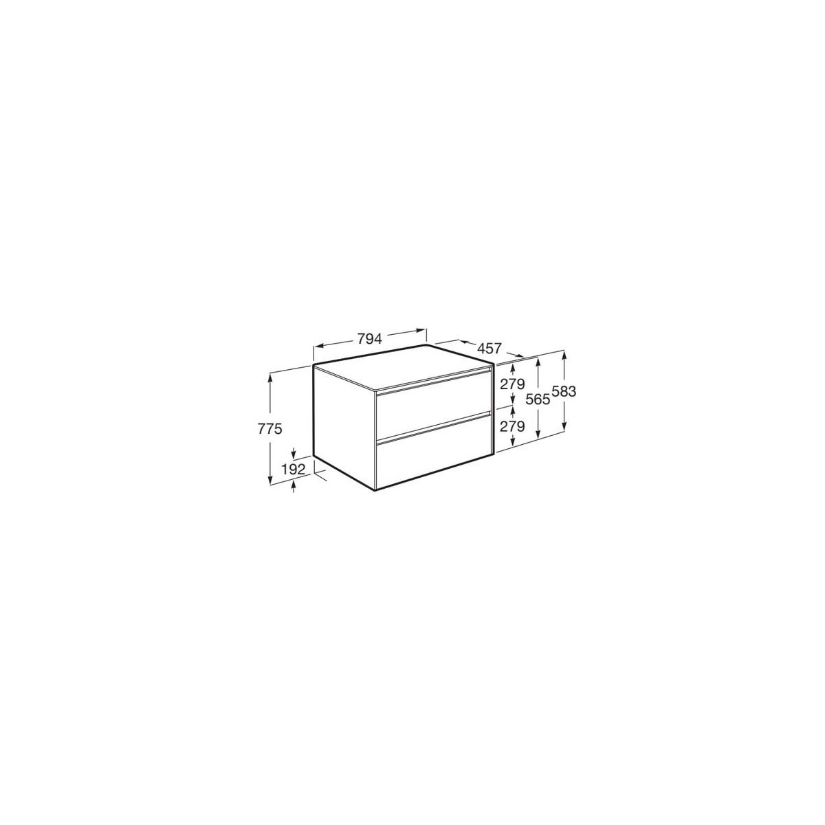 Ona Meuble 2 Tiroirs Pr Lavabo Gauche + Plan 800Mm Blanc Mat-Roca A851729509 