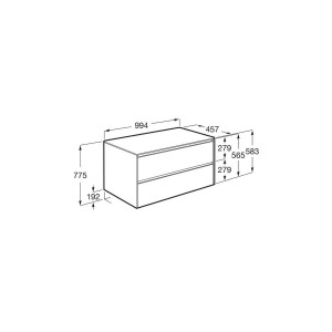 Ona Meuble 2 Tiroirs Pr Lavabo Centré + Plan 1000Mm Gris Mat-Roca A851730510 