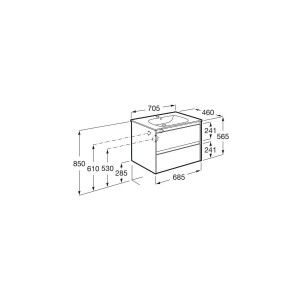 Tenet Unik 2 Tiroirs 700 Mm Frêne Nordic - ROCA A851776434 
