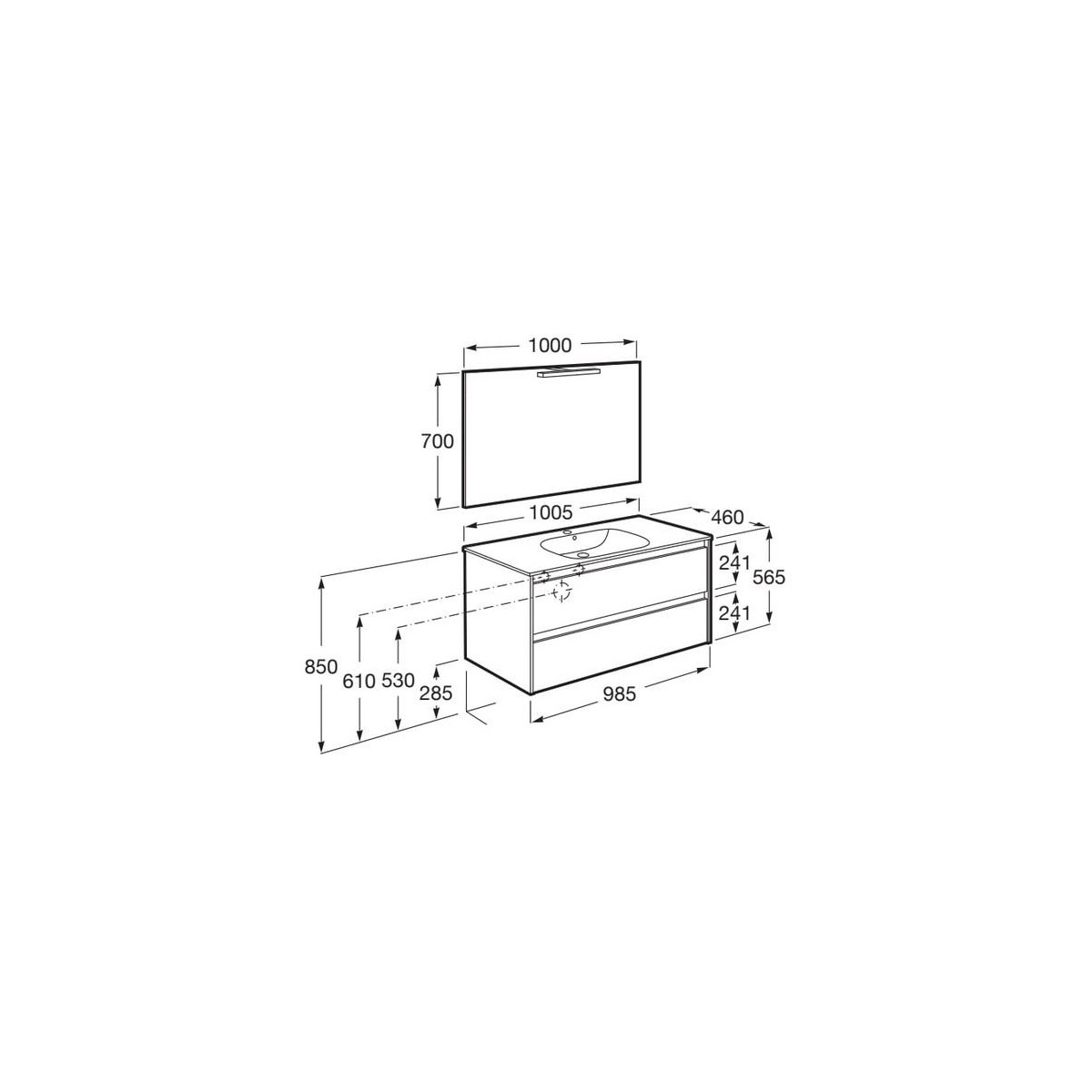 Tenet Pack 2 Tiroirs 1000 Mm Blanc Brillant - ROCA A851788806 