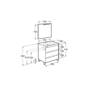 Tenet Pack 3 Tiroirs 700 Mm City Oak - ROCA A851790402 