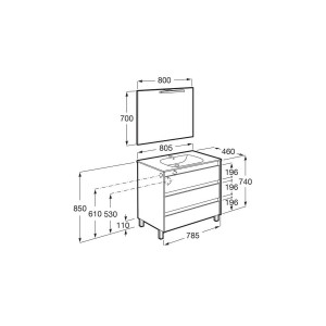 Tenet Pack 3 Tiroirs 800 Mm Blanc Brillant - ROCA A851791806 