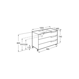 Aleyda Unik 3 Tiroirs 1000 Mm Bois Naturel - ROCA A851827524 
