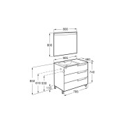 Aleyda Pack 3 Tiroirs Lavabo À Gauche 800 Mm Noir Mat - ROCA A851845523 