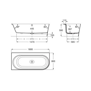 Raina baignoire d'angle gauche stonex 180x80 blanc - ROCA A248663000 