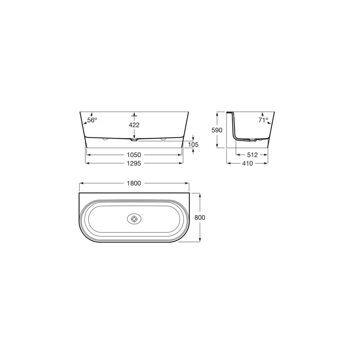 Raina baignoire murale stonex 180x80 blanc - ROCA A248665000 