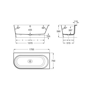 Raina baignoire d'angle droite stonex 170x75 blanc - ROCA A248667000 
