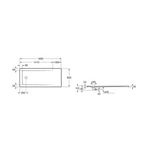 Receveur extra plat à poser1800 x 80 Neo Daiquiri Blanc - ROCA A276167000 