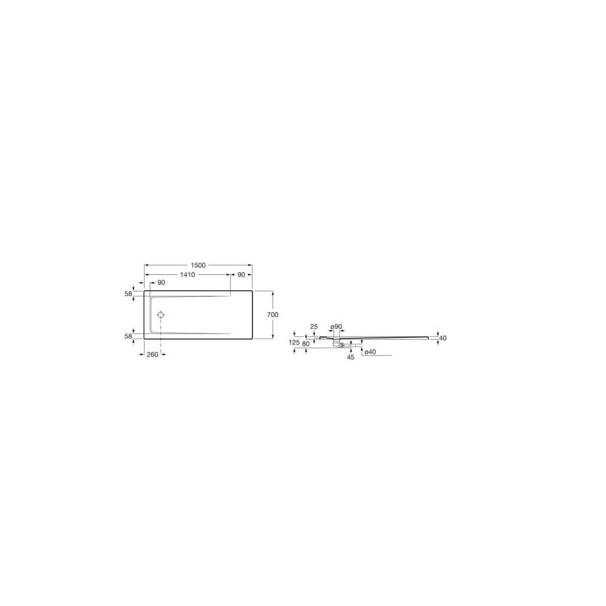 Neo daiquiri 1500x700 a/vid blanc - ROCA A276179000 