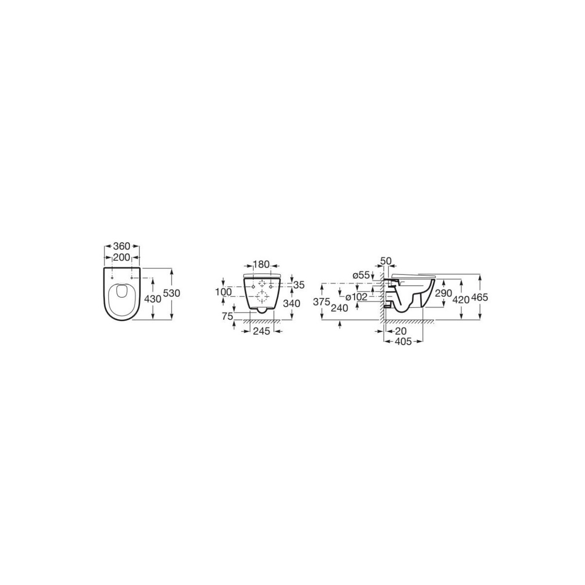 Ona Cuvette Suspendue Rimless 530 Blanc Brillant-Roca A346687000 