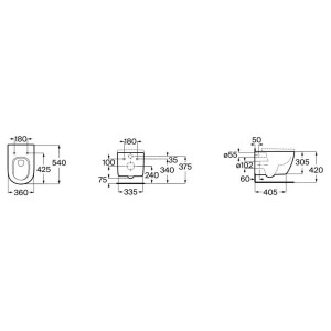 Meridian cuvette suspendue rimless vortex avec fixations cachées blanc brillant - ROCA A346747000 