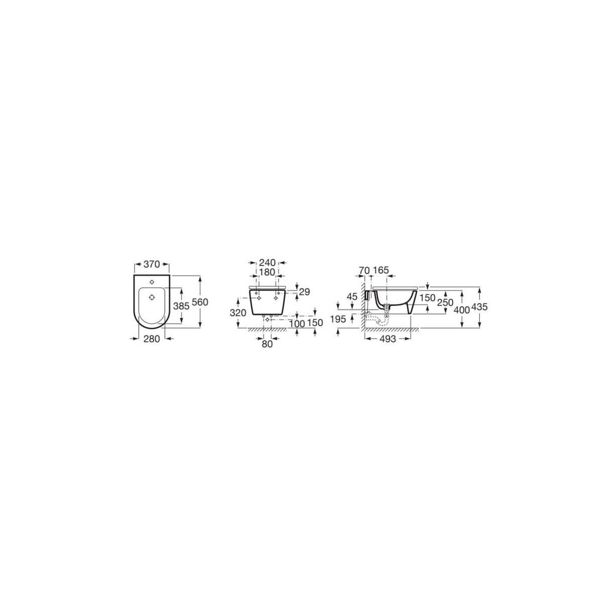 ROCA Inspira Round Bidet Suspendu 370X560 Blanc - A357525000 