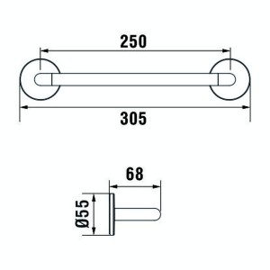 Cana porte-serviettes 30 cm à coller chromé chromé 305x67x55 mm - LAUFEN H3811310040001 