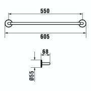 Cana porte-serviettes 60 cm à coller chromé chromé 605x67x55 mm - LAUFEN H3811320040001 