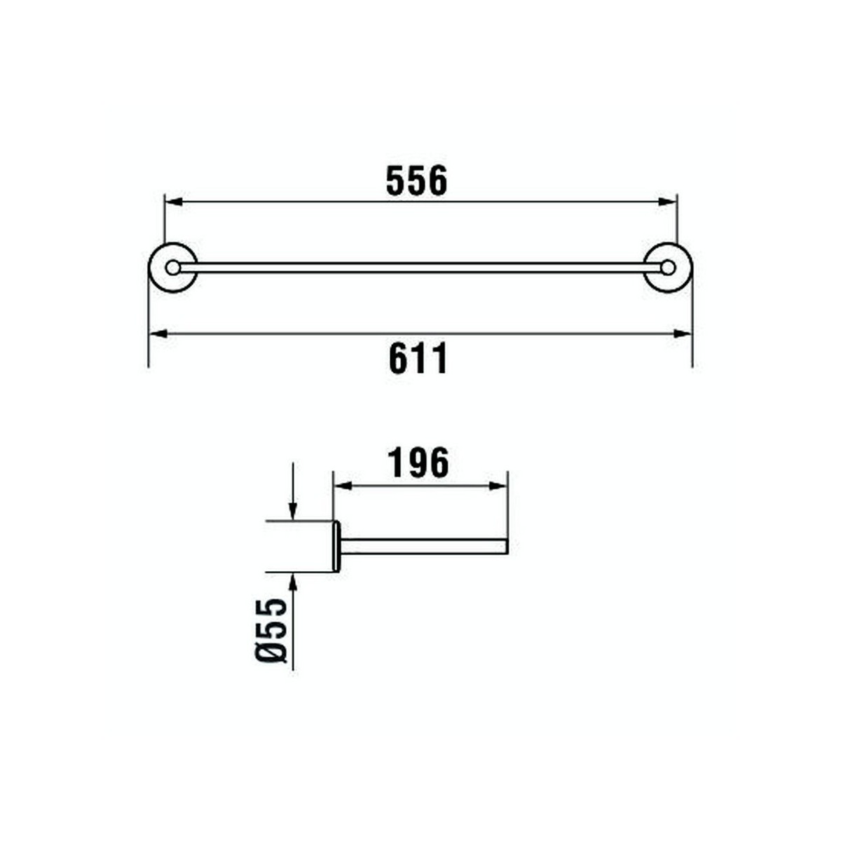 Cana porte-serviette de réserve 60 cm à coller chromé chromé 611x195x55 mm - LAUFEN H3811320040011 