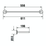 Cana porte-serviette de réserve 60 cm à coller chromé chromé 611x195x55 mm - LAUFEN H3811320040011 