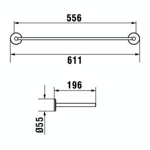Cana porte-serviette de réserve 60 cm à coller chromé chromé 611x195x55 mm - LAUFEN H3811320040011 