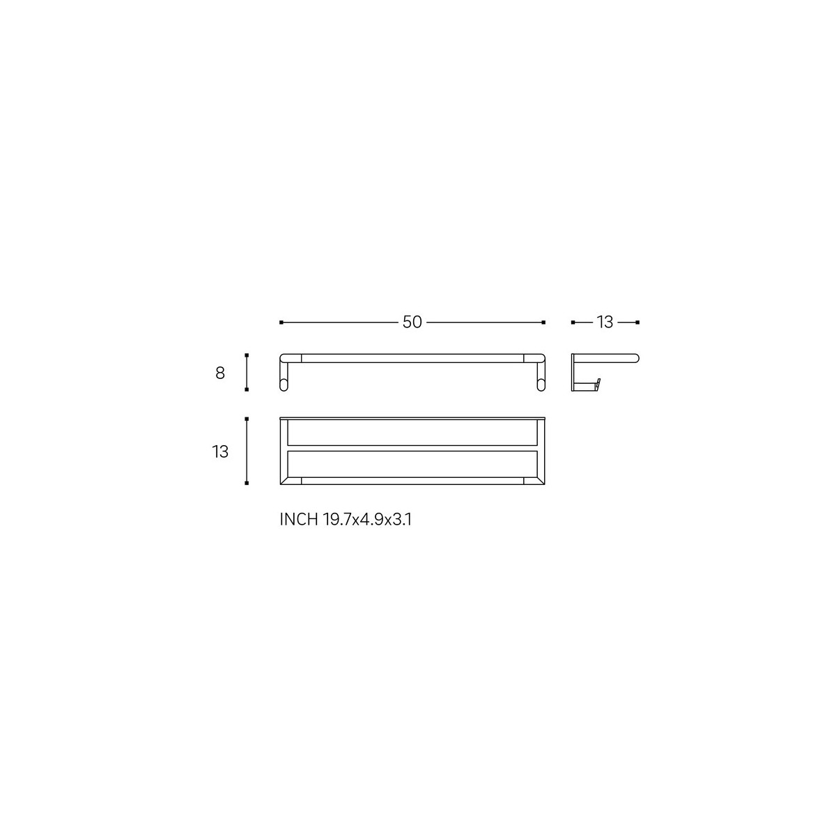 Hali porte-serviettes double avec patères 50 cm chromé chromé 500x127x70 - LAUFEN H3811720040001 