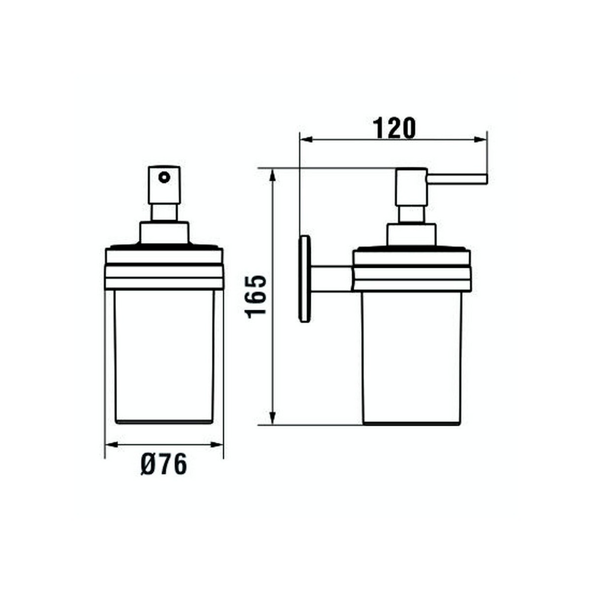 Cana porte-savon liquide à coller en verre et chromé chromé 76x136x165 mm - LAUFEN H3831320040001 