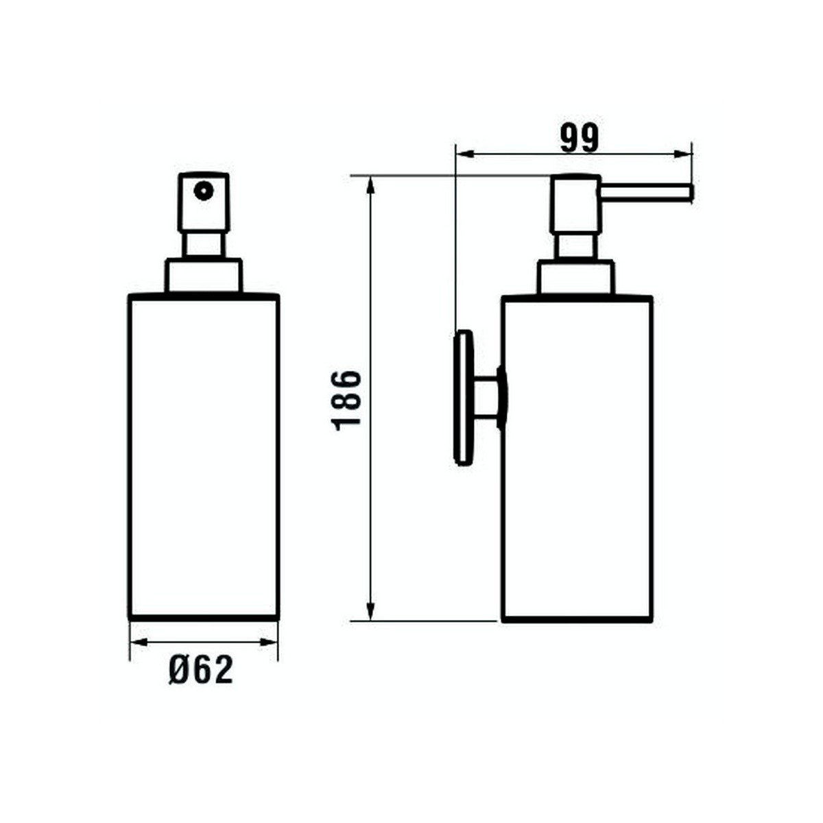 Cana distributeur de savon liquide mural à coller chromé chromé 62x98x186 mm - LAUFEN H3831320040011 