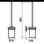 Cana porte-balayette à coller verre et chromé chromé 76x110x383 mm - LAUFEN H3841310040001 