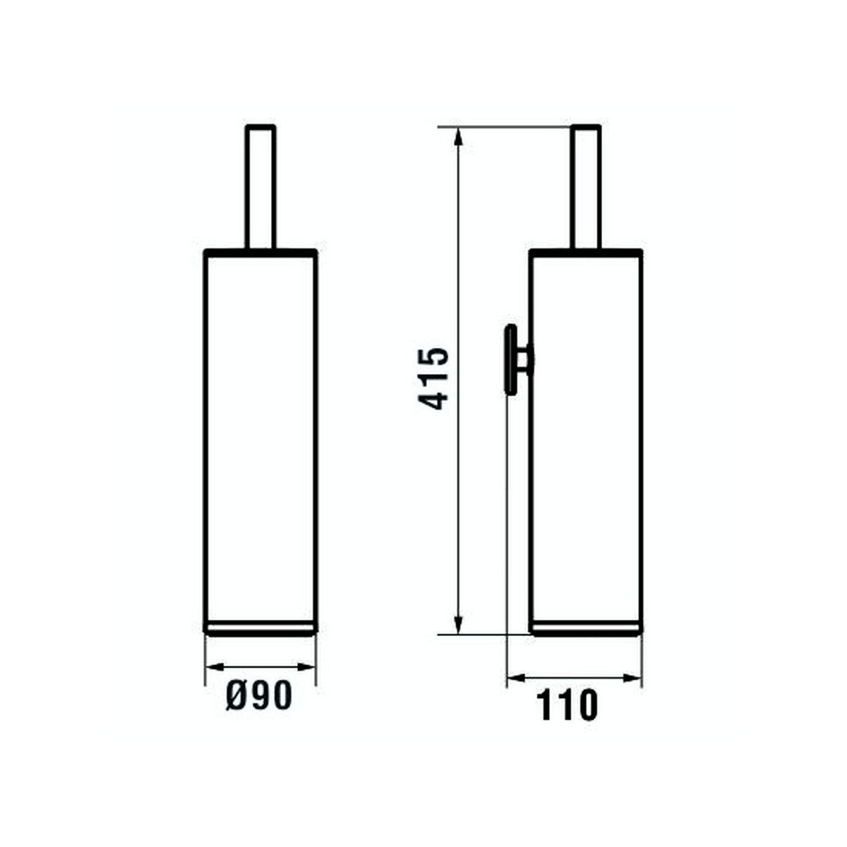 Cana porte-balayette à coller chromé chromé 90x110x415 mm - LAUFEN H3841310040011 