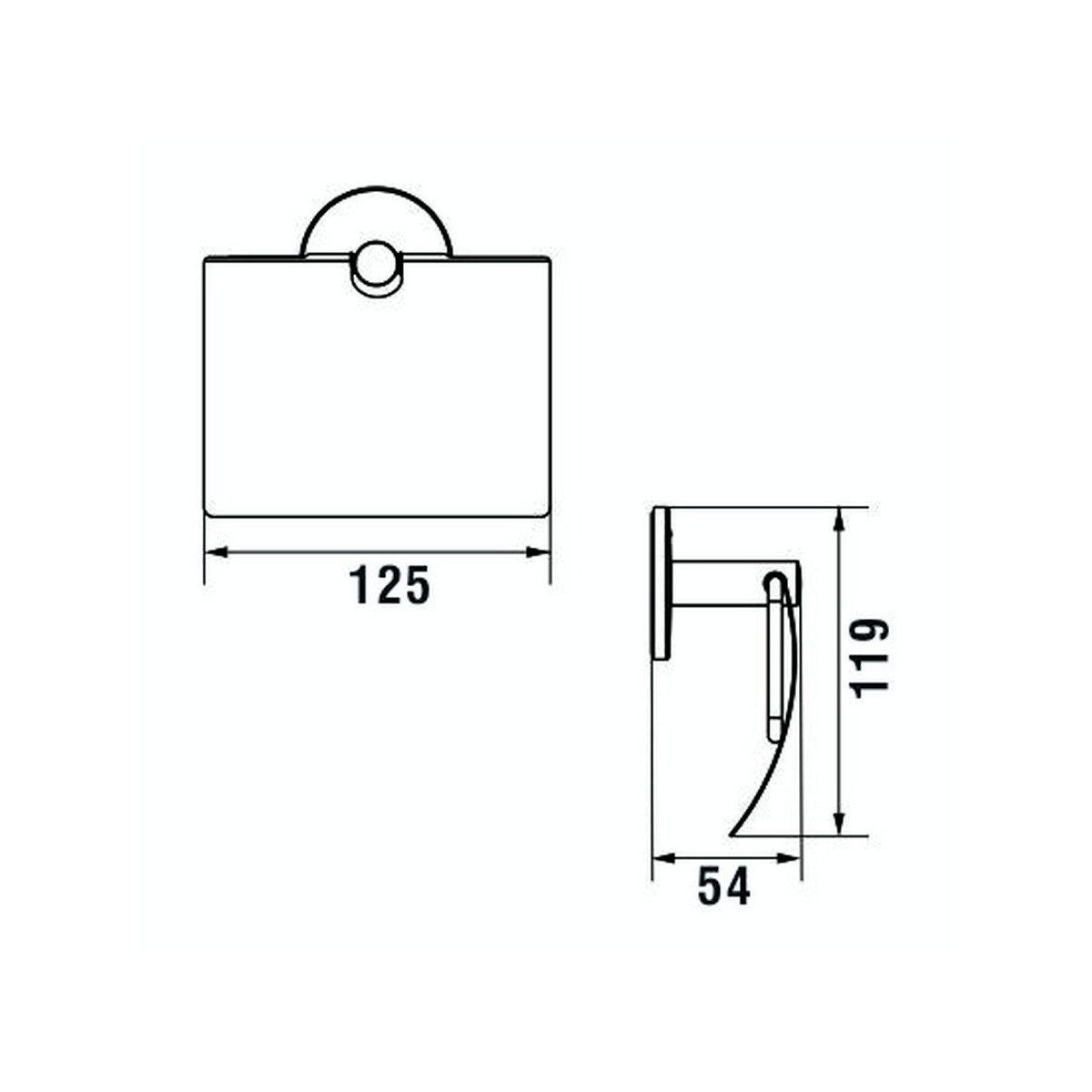 Cana porte-papier rouleau avec couvercle à coller chromé chromé 125x54x120 mm - LAUFEN H3841320040011 