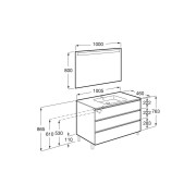 The Gap Pack 3T 1000 Mm Centré Blanc Brillant/Poignées Alu Brillantes - ROCA A851855806 