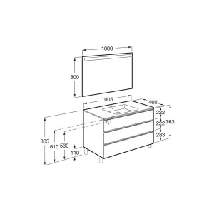 The Gap Pack 3T 1000 Mm Centré Blanc Brillant/Poignées Alu Brillantes - ROCA A851855806 