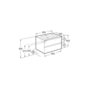 Tenue unik 2 tiroirs 800mm blanc mat - ROCA A851934529 