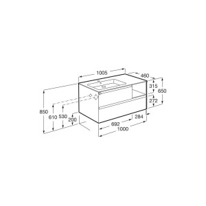 Tenue unik 2 tiroirs lavabo asymétrique gauche 1000mm perle mat - ROCA A851936530 