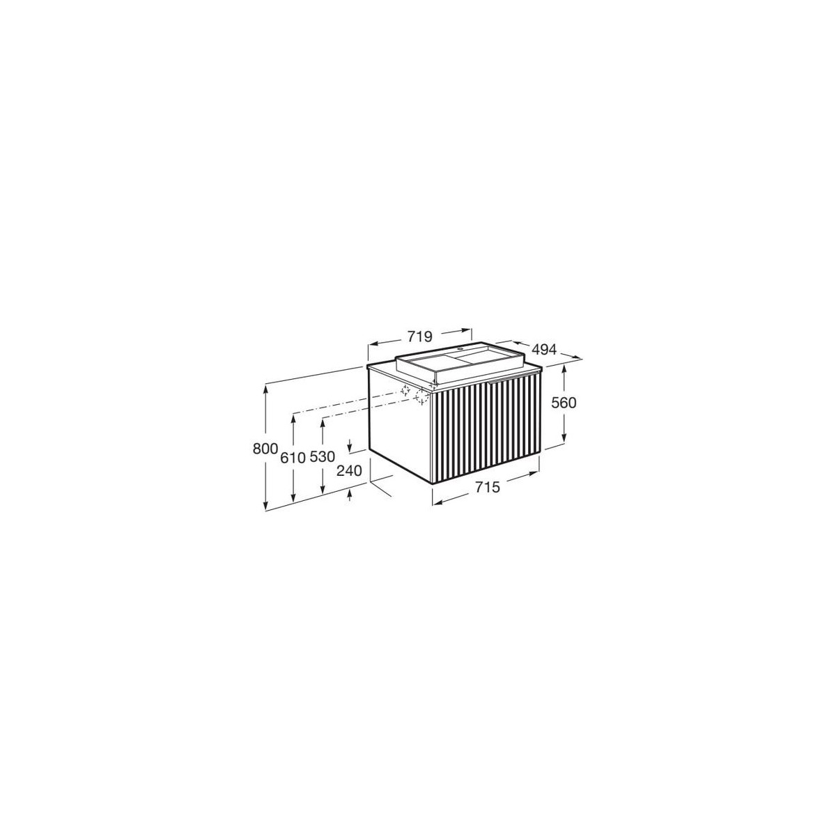 Horizon unik meuble 1t 700 + plan blanc + vasque view 600x420 mm blanc mat - ROCA A851948554 
