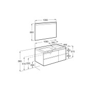 The gap unik 2t lavabo asym gche 1000 mm blanc brillant/poignées alu brillantes - ROCA A851966806 