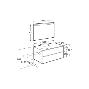 The gap pack 2t pour vasque à gauche 1000mm frêne nordic/poignées nickel mat - ROCA A851971434 
