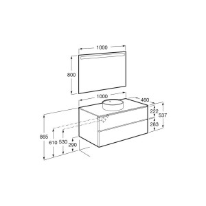 The gap pack 2t pour vasque centrée 1000mm noyer/poignées noires - ROCA A851973517 