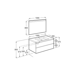 The gap pack 2t lavabo mural centré 1000mm city oak/poignées nickel mat - ROCA A851976402 