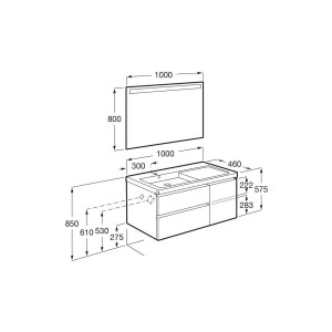 The gap pack 2t + 1p lavabo mural gauche 1000mm blanc mat/poignées noires - ROCA A851979509 