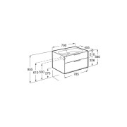 Optica unik 2 tiroirs 800 mm noyer - ROCA A851983517 
