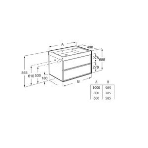 Inspira unik 2 tiroirs 1000x490mm magnolia - ROCA A851992556 